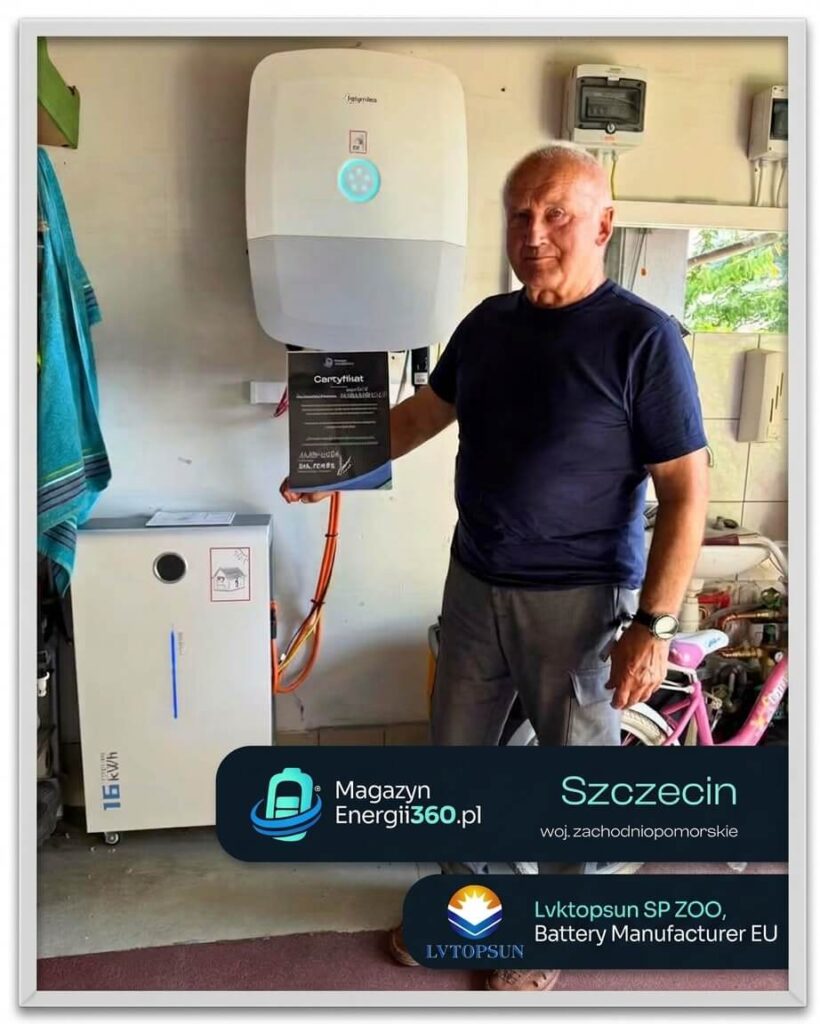 Customer with LVTOPSUN 16 kWh energy storage system installation in Szczecin